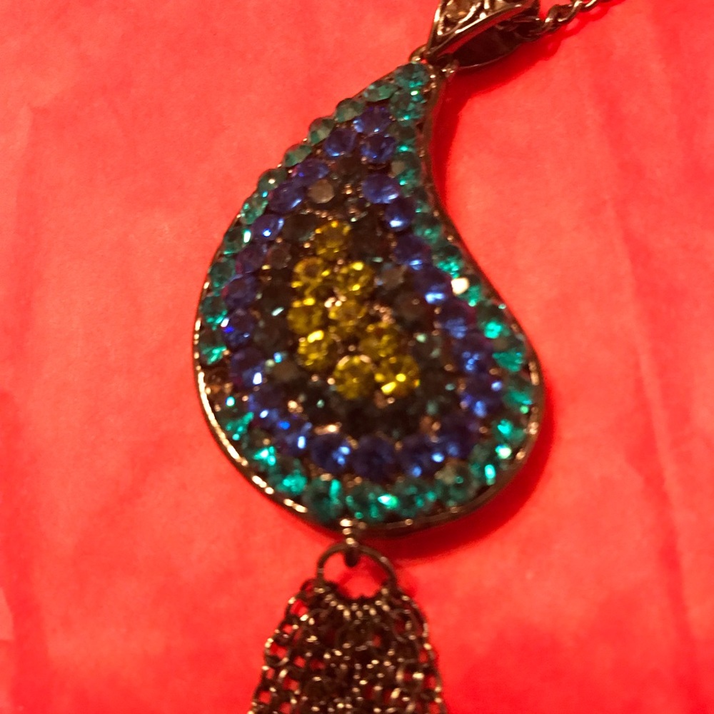 Vintage long necklace with rhinestones